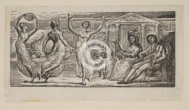 Menalcus Watching Women Dance, from Thornton's Pastorals of Virgil, 1821. Creator: William Blake.