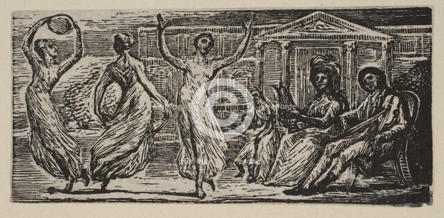 Menalcus Watching Women Dance, from Thornton's Pastorals of Virgil, 1821. Creator: William Blake.