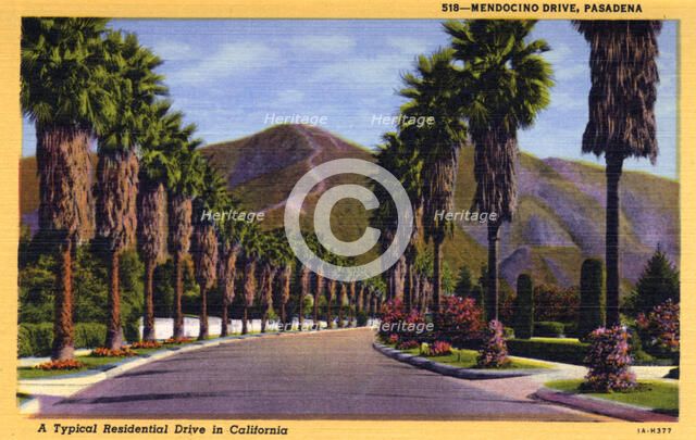 Mendocino Drive, Pasadena, California, USA, 1931. Artist: Unknown