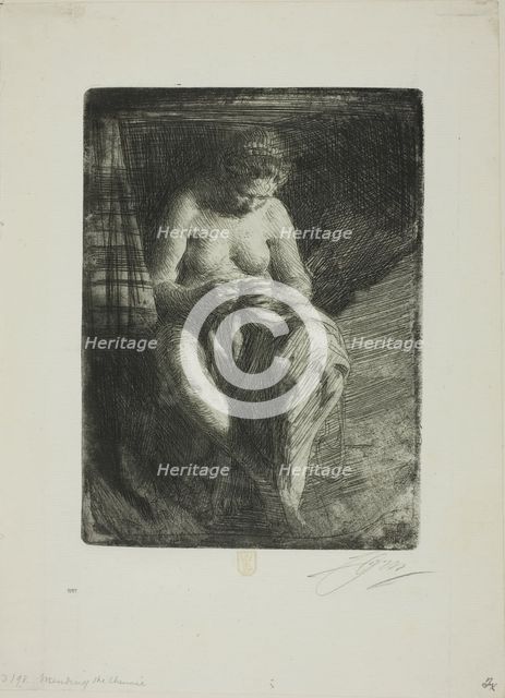 Mending, 1905. Creator: Anders Leonard Zorn.