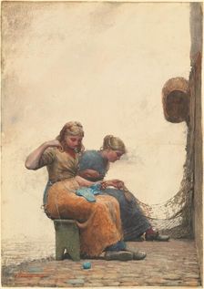 Mending the Nets, 1882. Creator: Winslow Homer