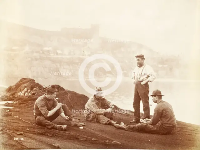 Mending The Nets, 1890. Creator: Frank Meadow Sutcliffe.