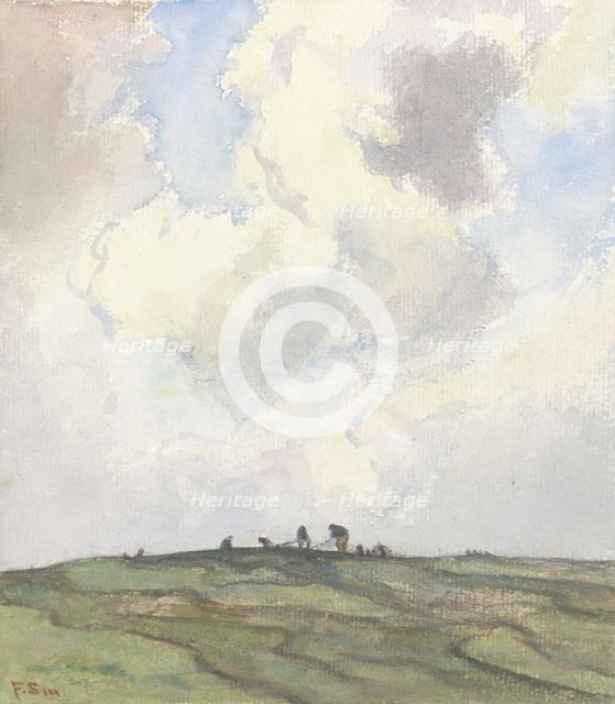 Mending nets on the dunes, 1872-1944. Creator: Frans Smissaert.