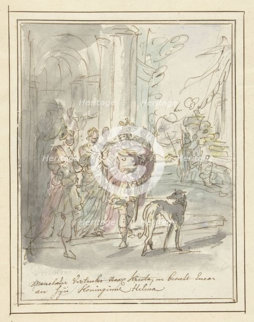 Menelaus leaves for Crete and commends Aeneas to Helena, 1677-1755. Creator: Elias van Nijmegen.