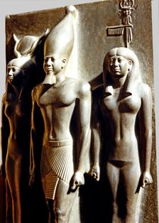 Menkaure Triad Pharaoh Menkaure, builder of the third pyramid of Giza, detail