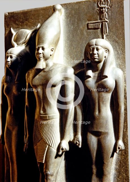 Menkaure Triad', Pharaoh Menkaure, builder of the third pyramid of Giza, detail.