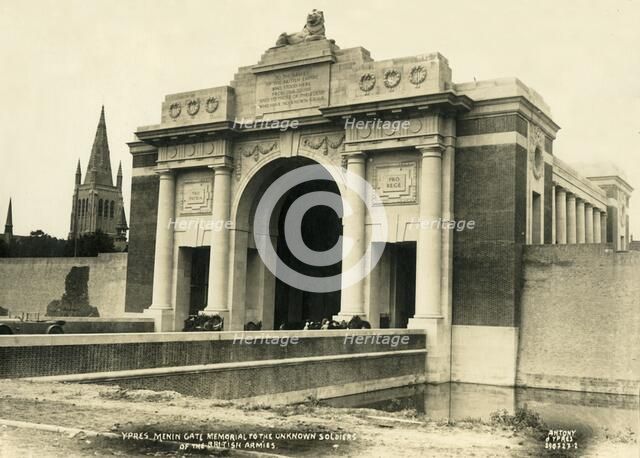'Menin Gate Memorial to the Unknown Soldiers of the British Armies', Ypres, Belgium, c1927. Creators: Robert Antony, Maurice Antony, Photo Antony.