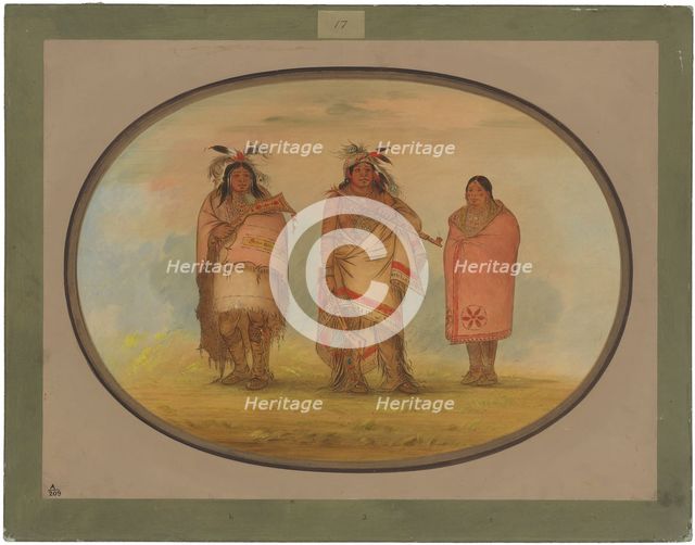 Menomonie Chief, His Wife, and Son, 1861/1869. Creator: George Catlin.