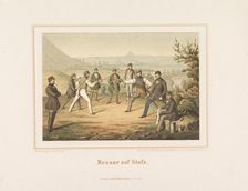 Mensur on Stofs. Images from German student life, 1865. Creator: Geiling, Friedrich Wilhelm (active ca 1850)