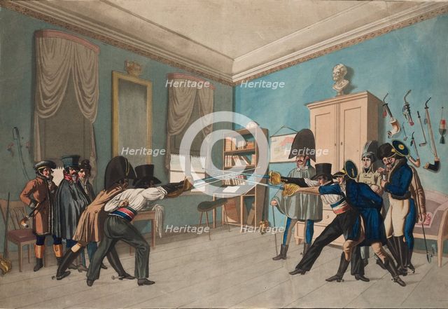 Mensur fencing. Artist: Suhr, Christoph (1771-1842)