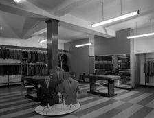 Mens clothes shop interior, Alexandre of Oxford Street, Mexborough, South Yorkshire, 1963. Artist: Michael Walters
