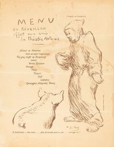Menu du réveillon offert aux amis du Théâtre Antoine, late 1890s. Creator: Henri-Gabriel Ibels