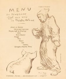 Menu du réveillon offert aux amis du Théâtre Antoine, late 1890s. Creator: Henri-Gabriel Ibels