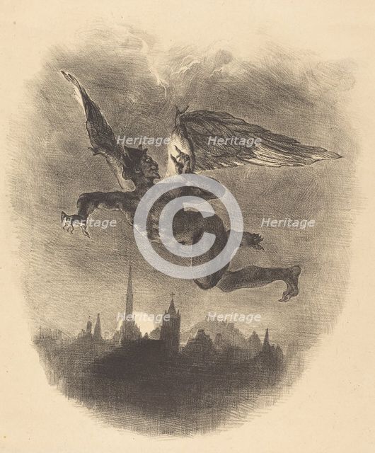 Mephistopheles in the Air, 1828. Creator: Eugene Delacroix.