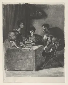 Mephistopheles presents himself to Martha (Goethe, Faust), 1825-27., 1825-27. Creator: Eugene Delacroix