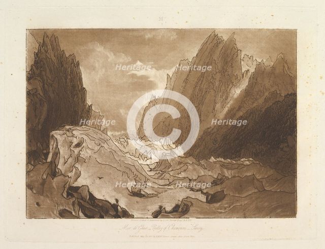 Mêr de Glace, Valley of Chamouni-Savoy (Liber Studiorum, part X, plate 50), May 23, 1812. Creator: JMW Turner.