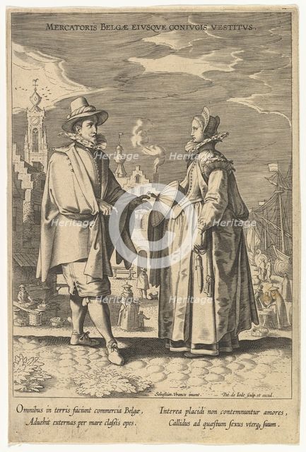 Mercatoris Belgae Eiusque Coniugis Vestitus, from Fashions of Different Nations.n.d. Creator: Pieter de Jode I.