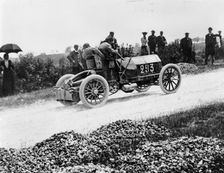 Mercedes 60 hp climbing a hill on the Paris-Madrid Race, 1903