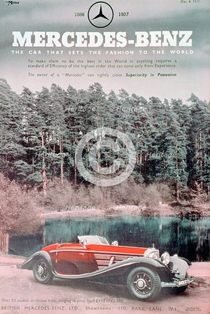 Mercedes-Benz car advert, 1937. Artist: Unknown