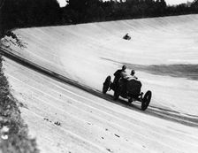 Mercedes on the banking near Members Bridge, Brooklands, Surrey, 1920
