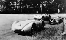 Mercedes Streamliner cars competing in the Avusrennen, Berlin, 1937