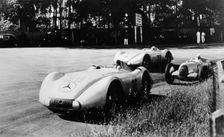 Mercedes Streamliner cars competing in the Avusrennen, Berlin, 1937