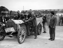 Mercedes, winner of the 1906 Ballinaslaughter Hill Climb, Old Crocks Race, Brooklands, 1931. Artist: Bill Brunell