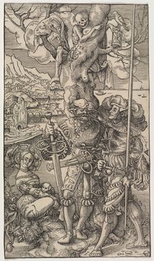 Mercenaries and A Woman with Death in a Tree , 1524. Creator: Urs I Graf (Swiss, c. 1485-1527/29)