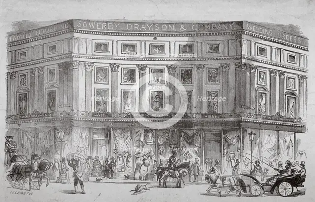 Mercers' shop, Regent Circus, Westminster, London, c1850. Artist: H Leighton