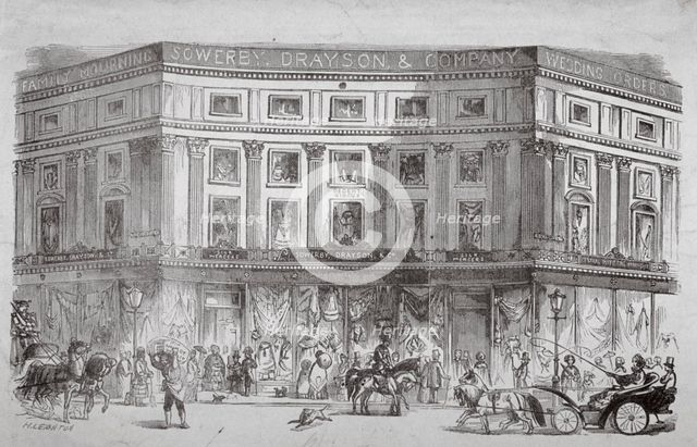 Mercers' shop, Regent Circus, Westminster, London, c1850. Artist: H Leighton