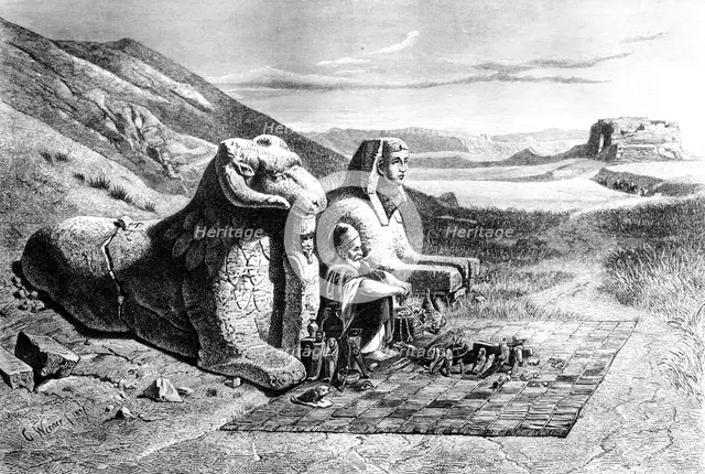 'Merchant of Antiquites, Louqsor, Karnack, Egypt', 1871. Artist: G Werner