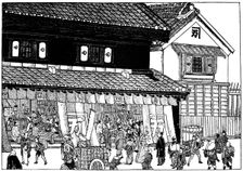Merchant's store and fireproof warehouse, Edo period, Japan, 1603-1868 (1904)