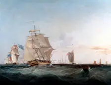 Merchantmen and other shipping in the English Channel, 19th century. Artist: George Chambers