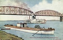 Merchants Bridge and the paddle steamer Spread Eagle St Louis, Missouri, USA, 1908