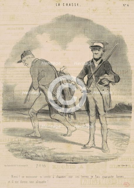 Merci! Ce monsieur m'invite a chasser ..., 19th century. Creator: Honore Daumier.