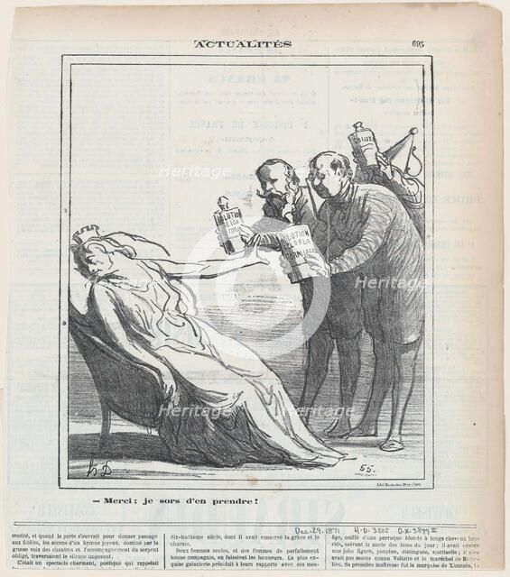 Merci; je sors d'en prendre!, 1871. Creator: Honore Daumier.