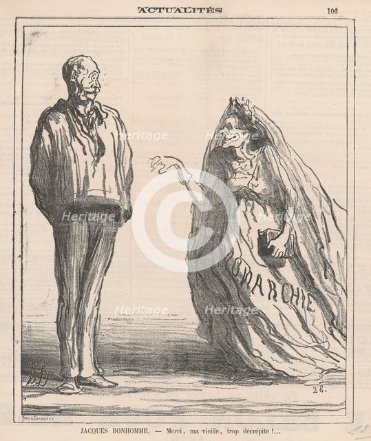Merci, ma vieille, trop décrépite! ..., 19th century. Creator: Honore Daumier.