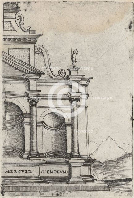 Mercurii Templum, from a Series of 24 Depicting (Reconstructed) Buildings fro..., Plate ca. 1530-50. Creator: Anon.