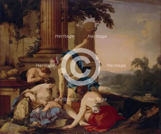 Mercury Takes Bacchus to be Brought up by Nymphs, 1638. Creator: Laurent de la Hyre.