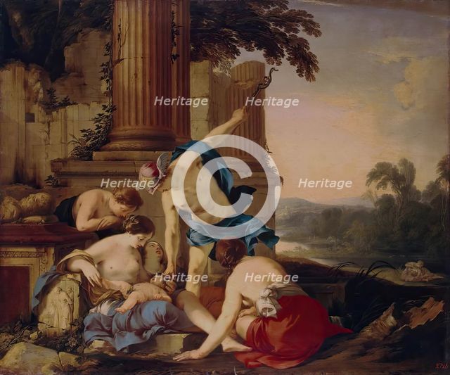 Mercury Takes Bacchus to be Brought up by Nymphs, 1638. Creator: Laurent de la Hyre.