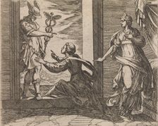 Mercury Turning Aglauros to Stone (Aglauros a Mercurio in lapidem transfor..., Published after 1606. Creator: Antonio Tempesta