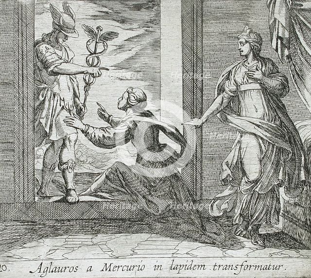 Mercury Turning Aglauros to Stone, published 1606. Creators: Antonio Tempesta, Wilhelm Janson.