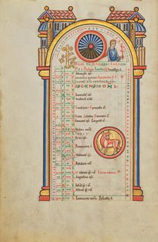Mercury (?); Zodiacal Sign of Taurus; Stammheim Missal, probably 1170s. Creator: Unknown