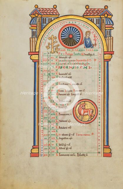 Mercury (?); Zodiacal Sign of Taurus; Stammheim Missal, probably 1170s. Creator: Unknown.
