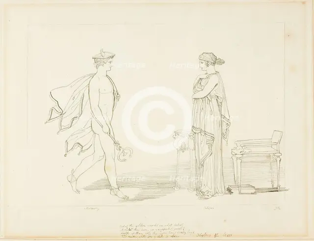 Mercury and Calypso, n.d. Creator: John Flaxman.