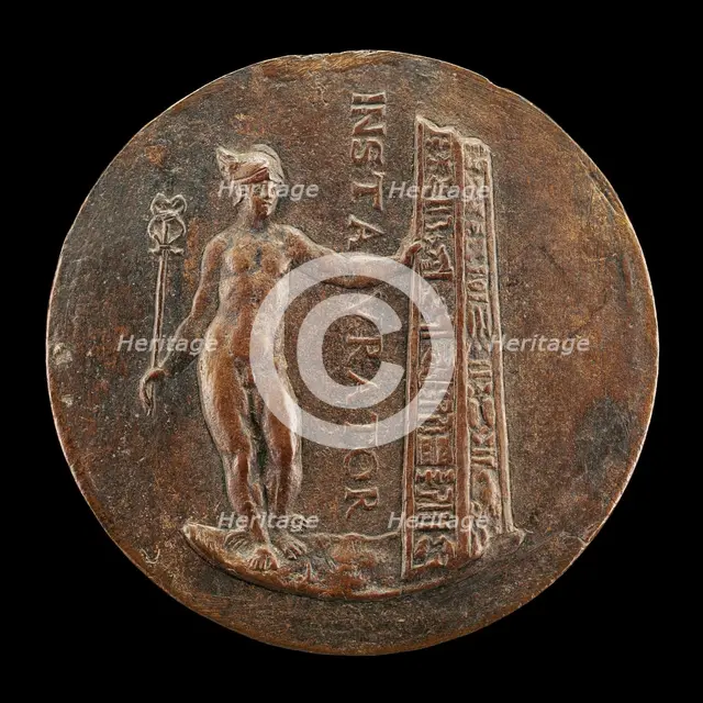 Mercury and a Broken Obelisk [reverse], c. 1545/1550. Creator: Unknown.