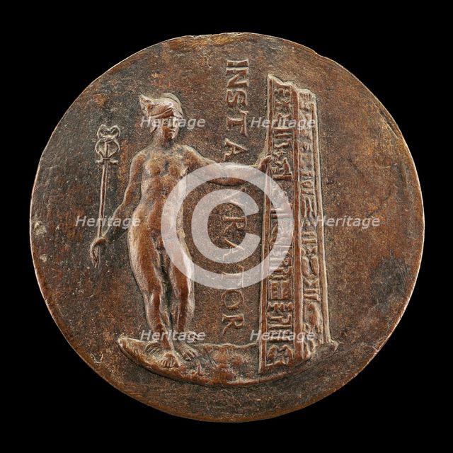 Mercury and a Broken Obelisk [reverse], c. 1545/1550. Creator: Unknown.