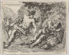 Mercury and Argos, from Game of Mythology (Jeu de la Mythologie), 1644. Creator: Stefano della Bella