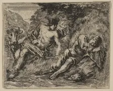 Mercury and Argus, from Game of Mythology (Jeu de la Mythologie), 1644. Creator: Stefano della Bella