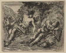 Mercury and Argus, from Game of Mythology (Jeu de la Mythologie), 1644. Creator: Stefano della Bella